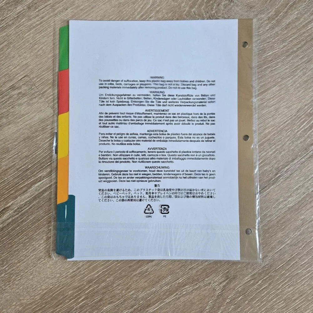 5-Tab Multicolor Write & Erase Binder Dividers with Big Tabs for 3-Ring Binders